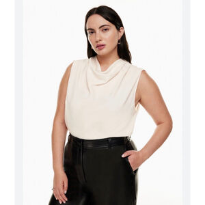 Aritzia Babaton NWT Carter Matte Pearl top size Med $78 Retail *flaw